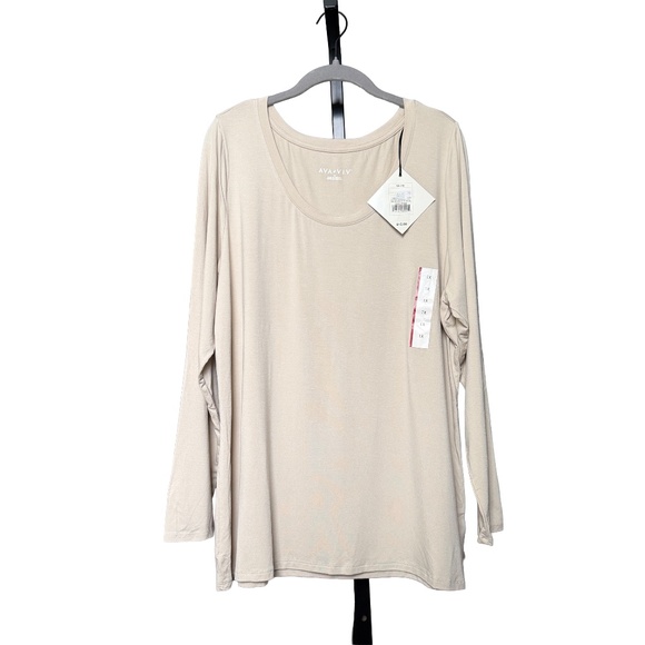 AVA & VIV Long Sleeve Taupe Tee - NWT - Picture 2 of 4